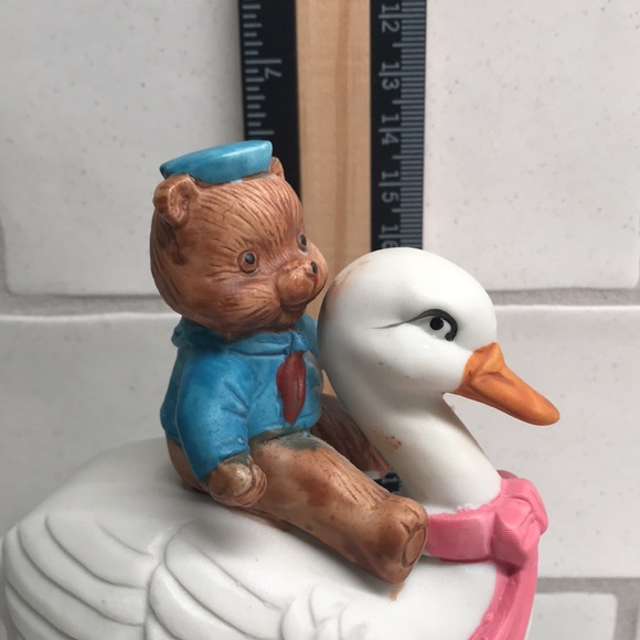 4/$20 Vintage 80’s Bear Riding Duck Nursery Room Music Box Decor Made In Taiwan - Picture 12 of 13